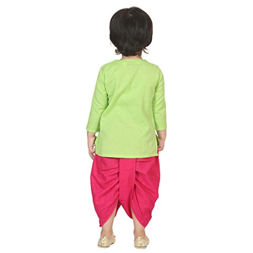 Image of BownBee Ethnic Wear Cotton Kurta Dhoti Set for Boys, Front Open Horse Embroidered With Full Sleeves