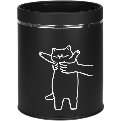 Image of Juju Cat Trash Can Black - Cat Decor Garbage Can - Small Waste Basket for Bedroom - Garbage Bin Trashcan - Wastebasket Dustbin Trash Cans - 3.3 Gallon / 12.5 Liter (Hey)