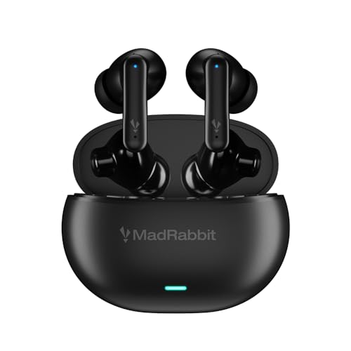 Image of MadRabbit Dyno TWS in-Ear Earbuds, 80H Playtime, 50MS Low Latency Gaming, ENC Quad Mics, 12MM Bass Drivers, BT 5.3, IPX5 Dust & Water Resistant, Made in India, Voice Assistant, Auto Connect, Black