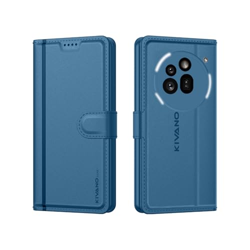 Image of KIVANO LUXE Compatible for Nothing Phone (3a) Pro Luxury Handmade Leather Magnetic Flip Folio Case | Card Holder & Kickstand | Slim Protective Cover | Unisex - Blue
