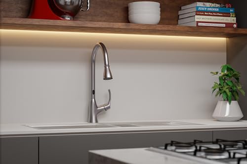 BRACCI Torneira de cozinha com sensor de puxador único com sensor inteligente (níquel escovado)