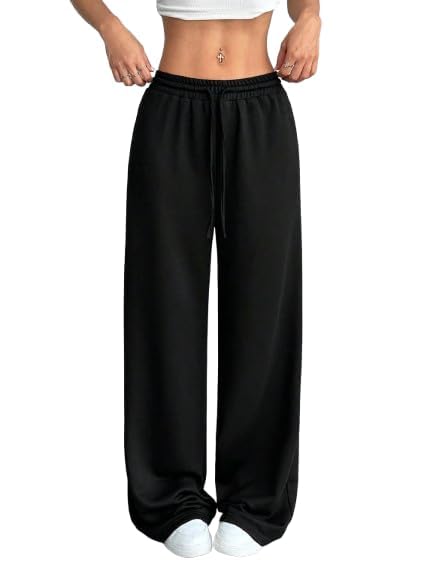 Image of Women's and Girl's Baggy Track Pants, Baggy Streetwear, Cotton Track Pants, Elastic Waist & Relaxed Fit Bottoms
