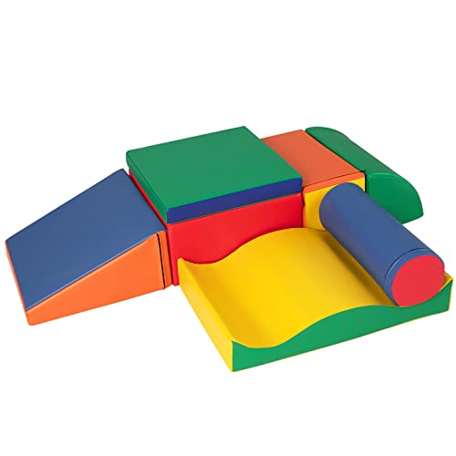 DREAMADE 7 TLG. Schaumstoffbausteine Riesenbausteine zum Toben und Klettern, XXL Bausteine Kinder, Softbausteine aus Schaumstoff, Großbausteine mit PU-Bezug für Babys und Kleinkinder (Modell 1)