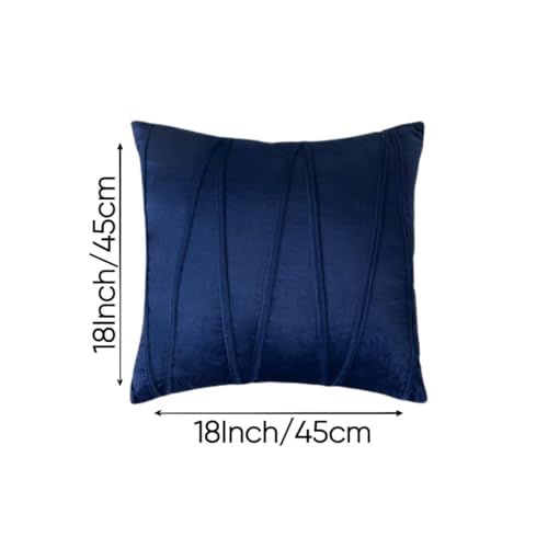 Image of Amazon Brand - Umi Decorative Striped Throw Pillow Covers 18 X 18 Inch,Soft Solid Velvet Pillow Covers Cushion Case with Zigzag Pattern for Sofa Bedroom 45 X 45 Cm (Pack of 2) Blue