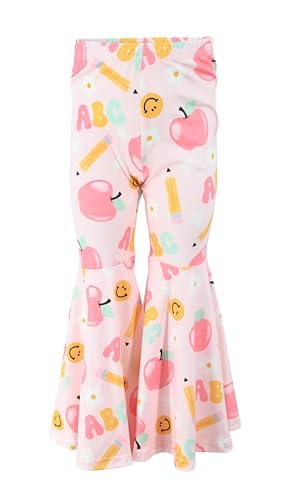 Image of Unique Baby 2 Piece Girls Bell Bottom Leggings Outfit with Short Sleeved Shirt Kid and Toddler Clothes Set