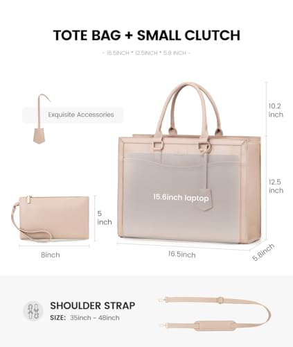 Image of LOVEVOOK Laptop Tote Bag for Women, Office Work Bag Briefcase fit for Laptop, Large Capacity Teacher Bag Handbag