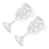 JECOMPRIS 2 Piezas Copas de Licor de Aleación Vintage con Diseño Floral de Copas Pequeñas de Metal para Fiestas y Banquetes Elegantes Vasos de Vino Europeo