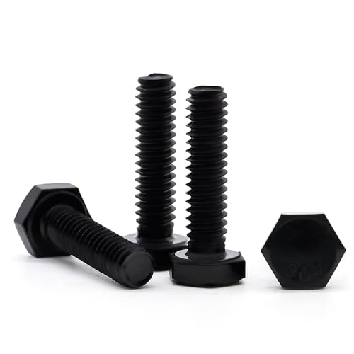 Image of Glvaner 5 /16-18 x 1 inch Stainless Steel Hex Head Screws Bolts, Black Coated, 304 Stainless Steel 18-8, Hexagon Head Bolts, Full Thread, 12 pcs