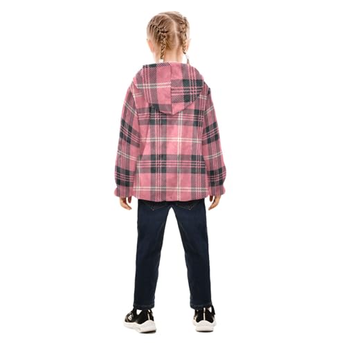 GuoChe Plaid Black Pink Baby Boy Fleece Jacket4