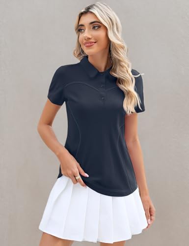 Image of TFSDOD Womens Golf Polo Shirts Collared Short Sleeve T Shirt Lightweight Moisture Wicking Polo Casual 3 Buttons Outfits