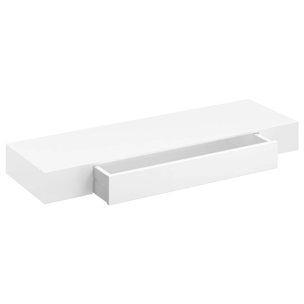 Estantería de pared con cajón de 80 cm, estante flotante blanco mate de MDF, con fijación invisible, para decoración, libros y llaves, incluye material de montaje