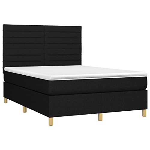 Ziaphsol Boxspringbett mit Matratze & LED, Schwarz 140x200 cm, Stoffbezug, höhenverstellbares Kopfteil, Taschenfederkernmatratze, Schlafzimmer Möbel Set – Bild 5