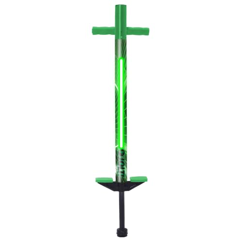 Image of Flybar Jolt Pogo Stick for Kids, Perfect for Beginners w /Foam-Covered Metal Frame, Handles & Padding, Non-Slip Foot Pads, Wide Tip, Outdoor Active Play Toy for Boys & Girls, Ages 6+, Lime Leaper LED