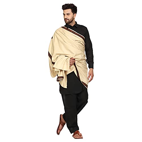 Image of SWI WITH LABEL Men's Kashmiri Embroidered Wool Shawl