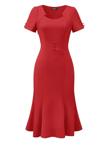 Image of Allegra K Vintage 50s Dress for Women's Retro Cocktail Work Mermaid Midi Dress