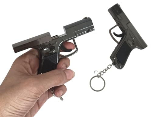 Image of Gun Shape Keychain, Keyring for Kids, Keychain For Bike Car, Gift Keyring For Boys & Kids, Gun Laser Light Torch With Different Shape Led Light & Hook 1pcs