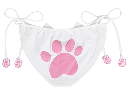 JustinCostume Women's Cosplay Lingerie Set Kitten Keyhole Cute Sexy Outfit (X-Small, White2) - Image 4