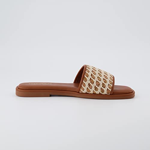 CUSHIONAIRE Women's Taffy crochet cork slide sandal +Memory Foam, Wide Widths Available4
