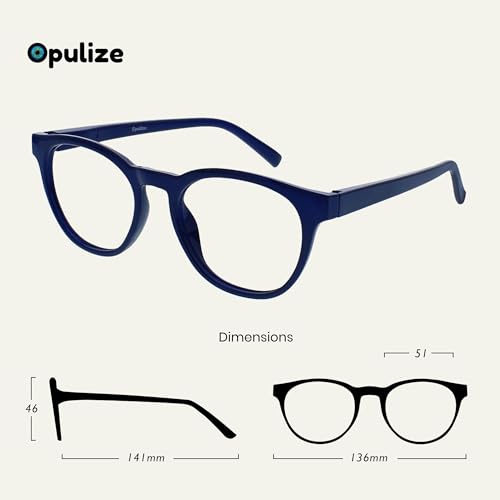 Image of OPULIZE BLU Blue Light Blocking Reading Glasses for Women Men, Cool Round Frame with Anti-Glare Computer and Gaming Eyewear, UV and Eyestrain Protection, Blue Green Grey +3.50 (Pack of 3)