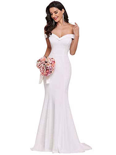 Ever-Pretty Women's Off The Shoulder Elegant Floor Length Mermaid Simple Wedding Party Dresses Cream 16UK