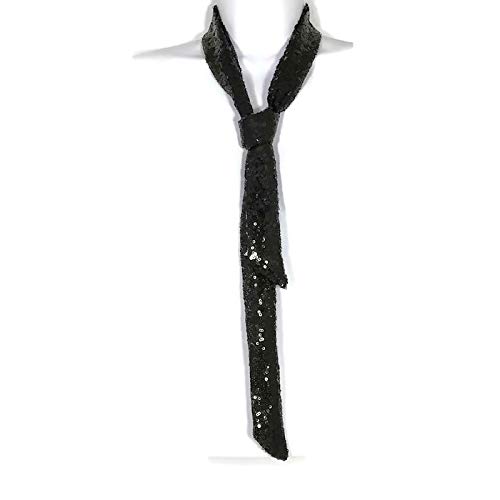 Black Sequin Skinny Scarves Black Sequin Necktie Women Sequin Skinny Scarves Sashes