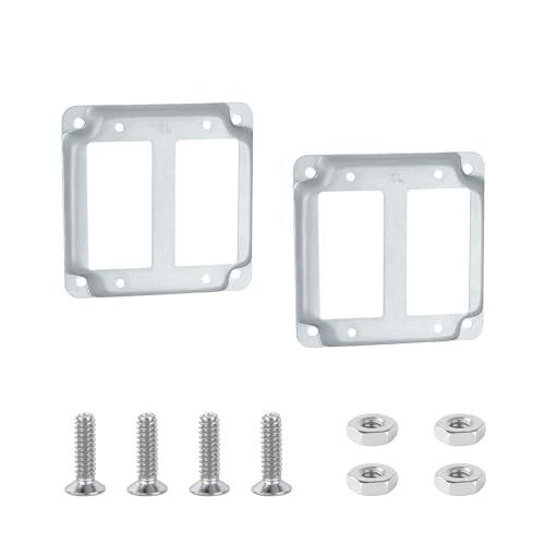 4 Inch Square Double Decorate Switch Electrical Box Cover,Exposed Work Cover for 4 x 4 Inch Metal Receptacle Electrical Box Outlet Box Cover(Pack of 2