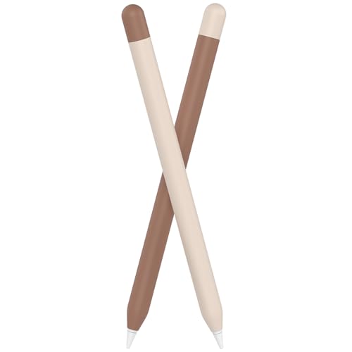 FAFALITHIC 2 Pack Silicone Case Compatible with Apple Pencil 1st Generation Cover Protective Sleeve Comfortable Grip (Brown + Beige)