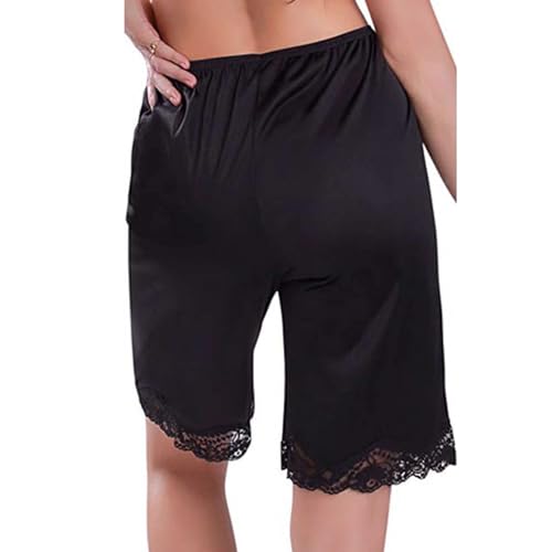 Women Culotte Half Slips Satin Bloomer Pettipants Under Dresses Lace Trim Pants Elastic Waist Liner Slip Shorts4