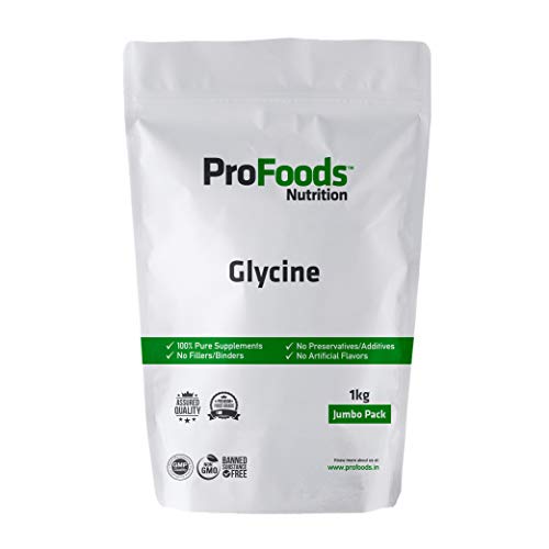Image of ProFoods Glycine Powder - Pure, Unflavored, 1 KG | Non-GMO | No Preservatives, No Additives.