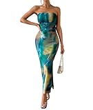 VIOPY Vestidos Floral Largos Casuales para Mujer Elegantes Dama Vestido Pegados de Verano (Floral Verde, M)