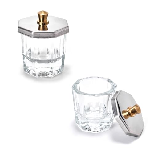 Set de 2 recipientes Dappen de vidrio con tapa para arte de uñas miniatura 1