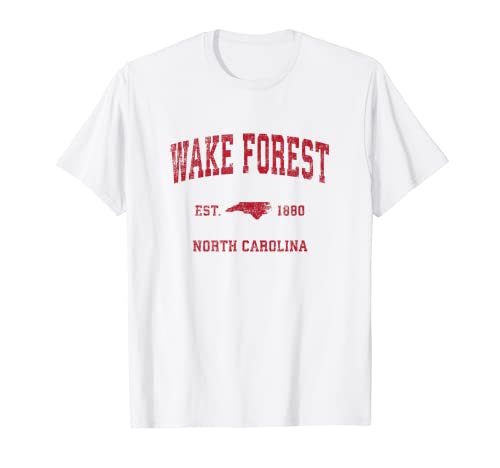 Wake Forest North Carolina NC Vintage Sport Design Rosso Prin Maglietta