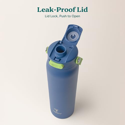 Image of REDUCE Aura Vacuum Insulated 26 oz Water Bottle - Leak-Proof & Chug Spout for Quick Hydration - Keeps Drinks Cold for 30 Hours - Removable Handle for Travel or Gym - Soft Sit Base - Mineral Blue