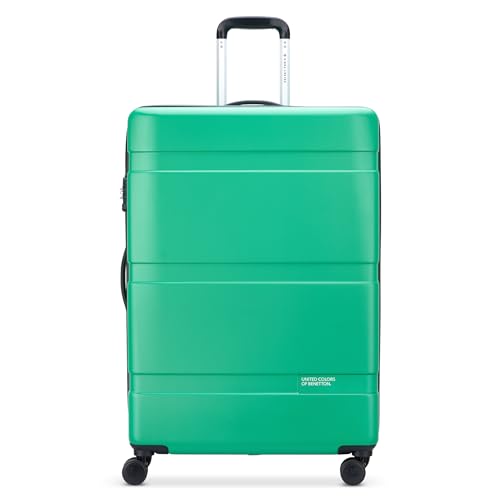 United Colors of Benetton Now Hardside Luggage with Spinner Wheels, Green, Checked-Large 27 Inch
