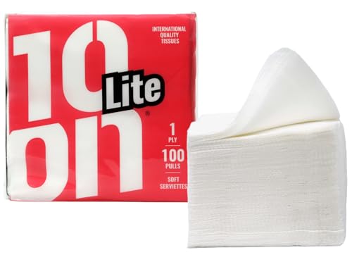 Image of 10on Lite Soft Tissue Paper Napkin, 100 Pulls -1 Ply, Size 27x 30cms -Ultra Soft & Absorbent