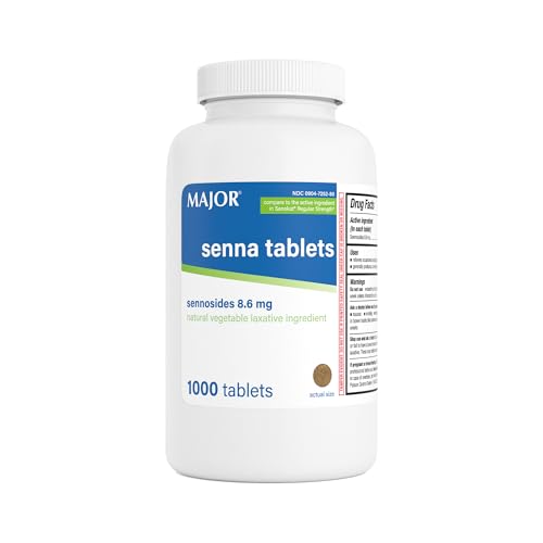 MAJOR Senna 8.6 mg Natural Vegetable Laxative Tablets - Made with Sennosides - 1000-Count (1-Pack)