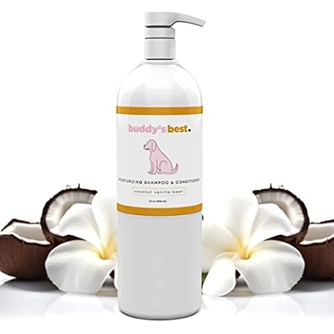 Buddy's Best Dog Shampoo for Smelly Dogs - Oatmeal Dog Shampoo and Conditioner for Dry and Sensitive Skin - Moisturizing Puppy Wash Shampoo, Coconut Vanilla Bean Scent, 32oz Cover