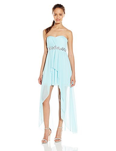 Speechless Junior's Strapless High Low Short Prom Dress, Ice Blue, 3