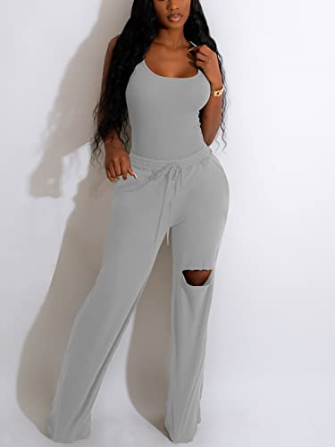 Nimsruc Two Piece Outfits For Women Casual Sleeveless Sweat Suits2