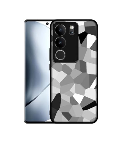 Image of Black & White Mathematical Shape Design Premium 2D Printed Metal Back Case Cover for Vivo V29 5G / V29 Pro 5G
