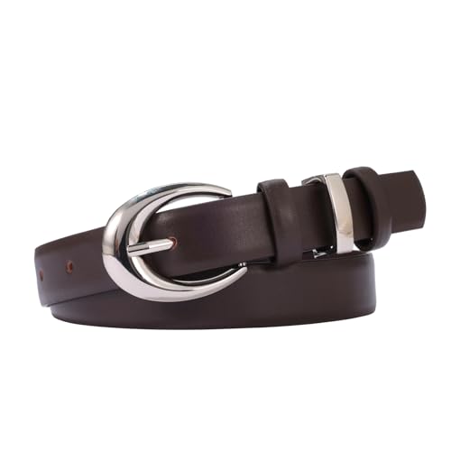 Women's Cow Leather Belt for Jeans Pants Fashion Ladies Skinny Dress Waist belt with Gold Buckle