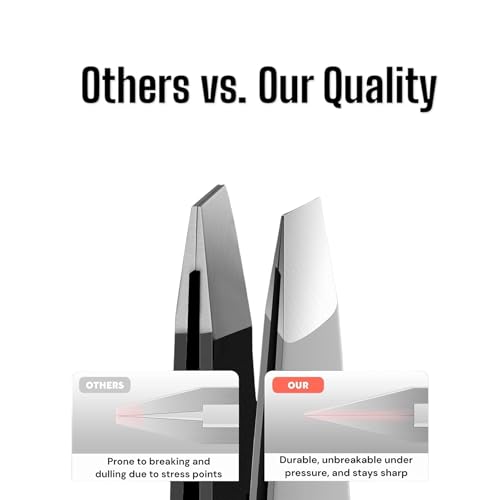 Professional-Tweezers-Slant-Durable-Lightweight-German-Stainless-Steel-Ultra-Precision-Tweezers-for-Eyebrows-Facial-Hair-Chin-and-Ingrown-Hair-Removal-Matte-Black