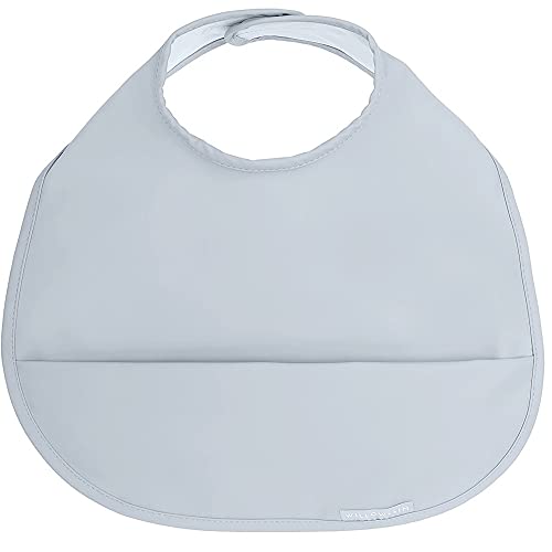 Image of WILLOW + SIM Waterproof Baby Bibs for Baby boy - Better than Silicone & Plastic - Toddler Bibs with Food Catcher - Baby bibs for boys, Feeding bib for Babies and Infants - No Sleeve - Cloud Blue