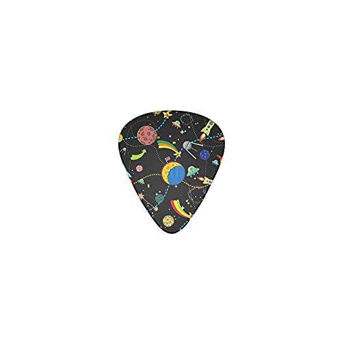 Médiators pour guitare Black Space Rockets And Planets Pics de basse de qualité supérieure pour guitare électrique et… - Les Beatles, Paul McCartney, John Lennon, RIngo Starr, George Harrison Médiators pour guitare Black Space Rockets And Planets Pics de basse de qualité supérieure pour guitare électrique et…