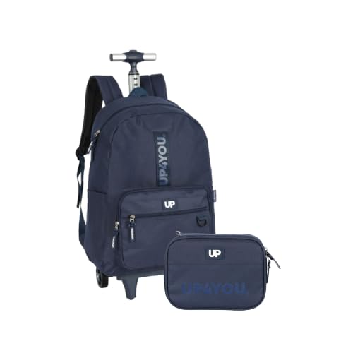 Kit Mochila Rodinha Com Estojo Box Luxcel Básica Reforçada Resistente (Azul)