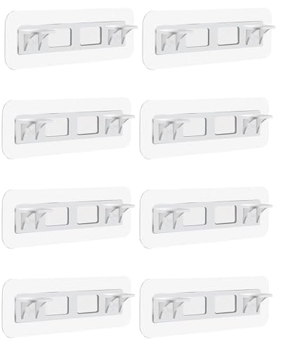 LEEQBCR 8 unidades de soportes autoadhesivos para estanterías, sin perforación, doble fila, diseño reforzado, para armarios de cocina, estanterías, armarios, tableros de cartón, 12 * 6 cm