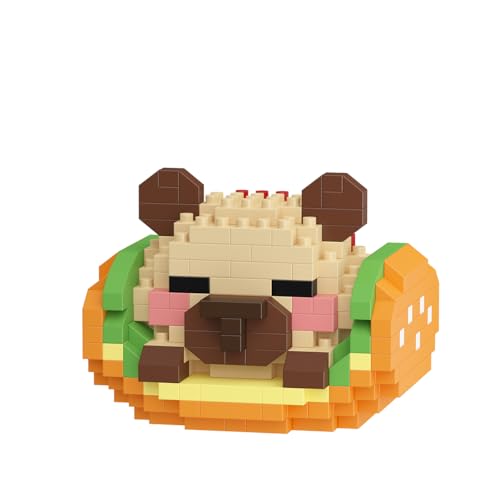 Sacblirr Sandwich Hot Dog Cute Capybara Baking Bread Series Mini Building Toy Kawaii Animals Set Micro Adorable Pet Buildings Small Bricks Gifts Toys