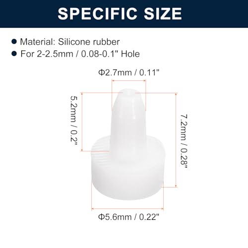 Image of uxcell 16 Pcs White Rubber Stopper, 2.7mm Plug Holes for 2-2.5mm /0.08-0.1 inch Hole