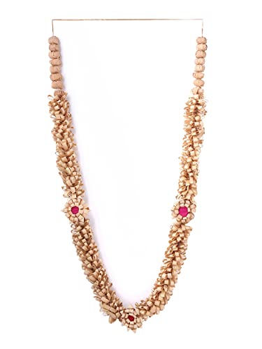 RDK Sandalwood Processed Photo Frame Haar Mala | Chandan Scented Wooden Chaal | Wooden Garland for Photos of Loved Ones|Traditional Mala for God, Ancestors and Pitra, Pooja Room (30 Inches)