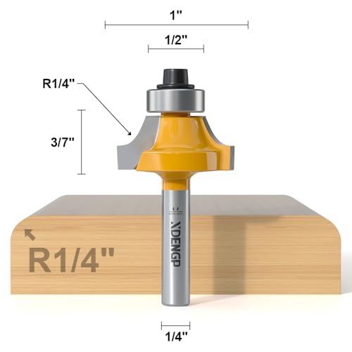 Image of Roundover Router Bit 1 /4 Shank, 1 /4 inch Radius Round Over Router Bits, Router Bits Round Over for Edging Forming Rounding Woodworking Cutter